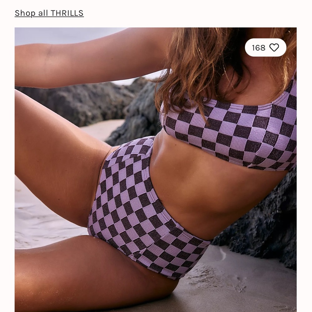 THRILLS Aalto Ribbed High-Waist Bikini Top & Bottoms Size M Brand New Never Worn